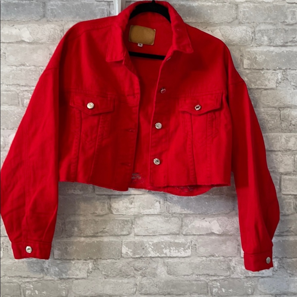 Red cropped jacket